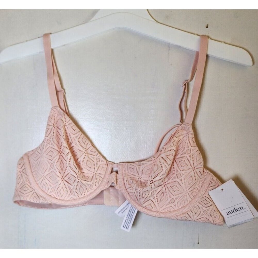 NWOT Auden Women's Pink Underwire Sheer Sexy Bra Adjustable Straps Size 32A